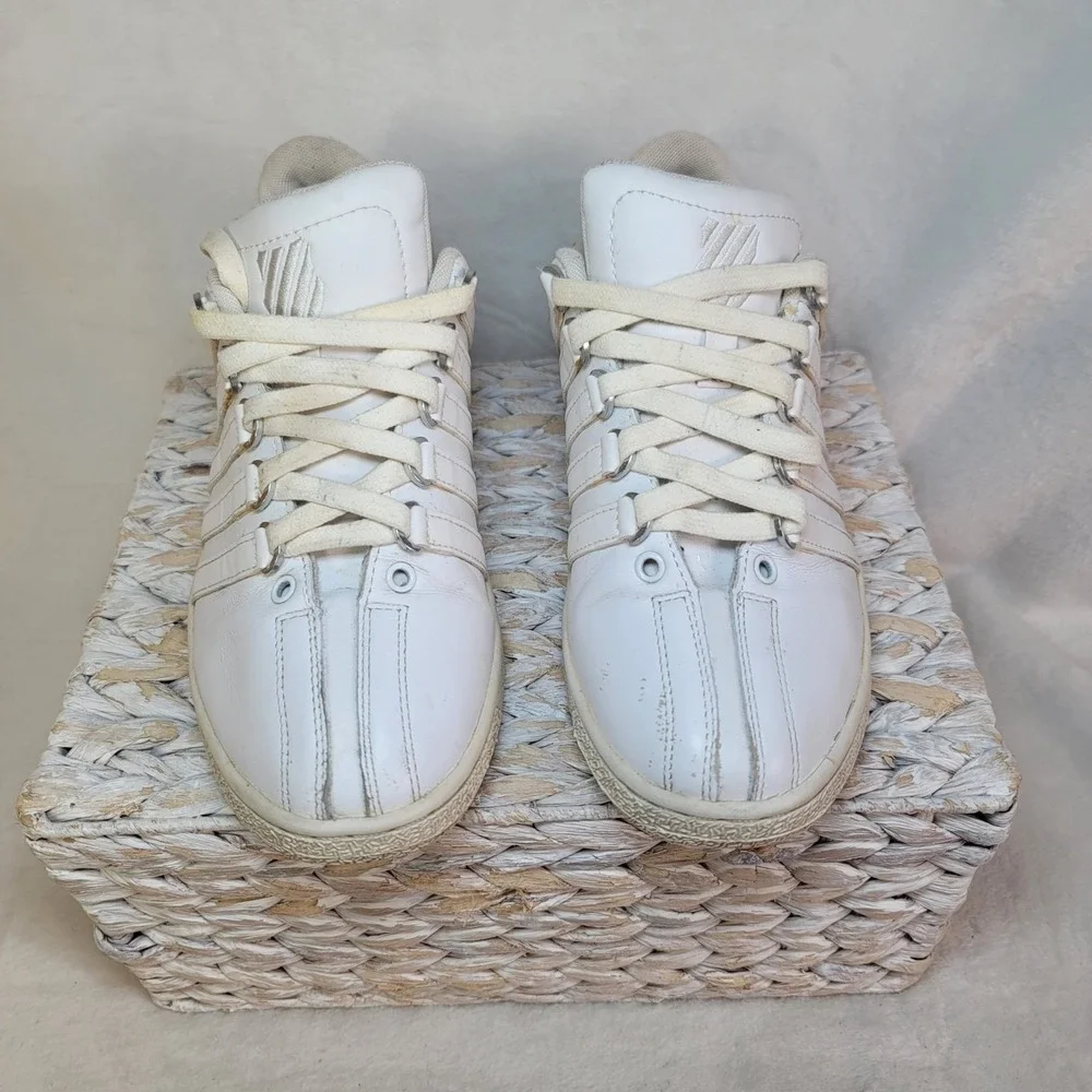 K-Swiss Womens Sneakers White Leather Lace Up Walking Shoe‎ 8 Low Top Athletic